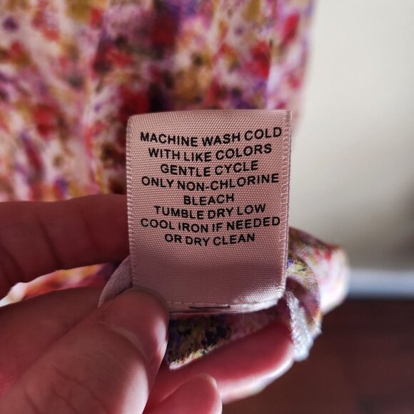 PHILOSOPHY Floral Sheer Blouse SZ M Ditzy Flower Print High-Low Watercolor Sunse - Picture 9 of 10